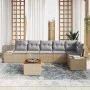 Conjunto de Sofá de Jardín de 7 Piezas con Cojines Beige de Poliratán | Foro24.es | Tu tienda online para hogar, jardín y más Foro24.es