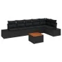 Conjunto de Sofá de Jardín de 7 Piezas con Cojines Negro Poliratán Acacia by , Outdoor sofas - Ref: Foro24-3347968, Price: 46...