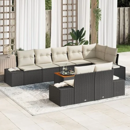 Conjunto de Sofá de Jardín de 9 Piezas con Cojines Negro Poliratán Acacia by , Outdoor sofas - Ref: Foro24-3347971, Price: 62...