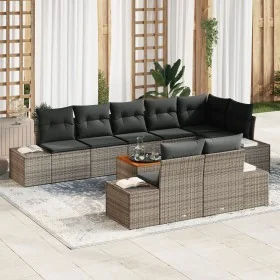 Juego de Sofás de Jardín de 9 Piezas con Cojines Gris Poliratán Acacia von , Outdoor-Sofas - Ref: Foro24-3347972, Preis: 628,...