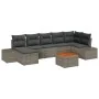 Juego de Sofá de Jardín de 8 Piezas con Cojines Gris Ratán Poliéster Acacia von , Outdoor-Sofas - Ref: Foro24-3347986, Preis:...