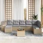 Conjunto de Sofá de Jardín Juego de 8 Beige y gris Ratán y tela | Foro24.es | Tu tienda online para hogar, jardín y más Foro24.es