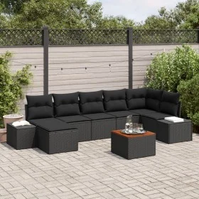 Juego de Sofá de Jardín 8 Piezas Negro Ratán y Madera Amplio by , Outdoor sofas - Ref: Foro24-3347989, Price: 511,33 €, Disco...