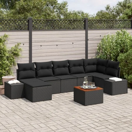 Juego de Sofá de Jardín 8 Piezas Negro Ratán y Madera Amplio von , Outdoor-Sofas - Ref: Foro24-3347989, Preis: 511,33 €, Raba...