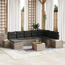 Juego de Sofás de Jardín de 9 Piezas con Cojines Gris Poliratán Acacia von , Outdoor-Sofas - Ref: Foro24-3347993, Preis: 538,...