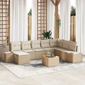 Conjunto de Sofás de Jardín de 9 Piezas con Cojines Beige Poliratán Acacia von , Outdoor-Sofas - Ref: Foro24-3347995, Preis: ...