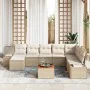 Conjunto de Sofás de Jardín de 9 Piezas con Cojines Beige Poliratán Acacia von , Outdoor-Sofas - Ref: Foro24-3347995, Preis: ...