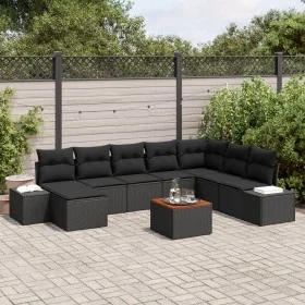 Juego de Sofá de Jardín de 9 Piezas con Cojines Negro Poliratán Acacia by , Outdoor sofas - Ref: Foro24-3347996, Price: 561,8...