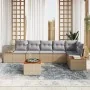 Conjunto de Sofá de Jardín de 7 Piezas con Cojines Beige Poliratán Acacia | Foro24.es | Tu tienda online para hogar, jardín y más Foro24.es