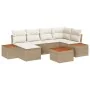 Conjunto de Sofá de Jardín de 7 Piezas con Cojines Beige Ratán Poliéster Acacia | Foro24.es | Tu tienda online para hogar, jardín y más Foro24.es