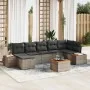 Conjunto de Sofá de Jardín de 8 Piezas con Cojines Gris de Poliratán y Acacia de , Sofás de exterior - Ref: Foro24-3348135, P...