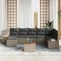 Conjunto de Sofá de Jardín de 8 Piezas con Cojines Gris de Poliratán y Acacia de , Sofás de exterior - Ref: Foro24-3348135, P...
