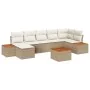 Juego de Sofá de Jardín de 8 Piezas con Cojines Beige de Ratán Poli y Acacia | Foro24.es | Tu tienda online para hogar, jardín y más Foro24.es