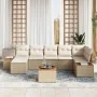 Juego de Sofá de Jardín de 8 Piezas con Cojines Beige de Ratán Poli y Acacia | Foro24.es | Tu tienda online para hogar, jardín y más Foro24.es