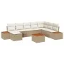 Juego de Sofá de Jardín de 9 Piezas con Cojines Beige de Polirratán y Acacia | Foro24.es | Tu tienda online para hogar, jardín y más Foro24.es