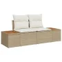 Juego de Sofá de Jardín de 9 Piezas con Cojines Beige de Polirratán y Acacia | Foro24.es | Tu tienda online para hogar, jardín y más Foro24.es