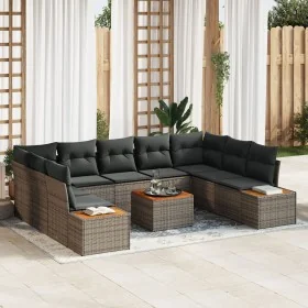 Sofá de Jardín de 10 Piezas con Cojines Gris de Rattan Sintético von , Outdoor-Sofas - Ref: Foro24-3348170, Preis: 627,29 €, ...