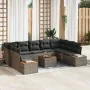 Sofá de Jardín de 10 Piezas con Cojines Gris de Rattan Sintético by , Outdoor sofas - Ref: Foro24-3348170, Price: 632,15 €, D...