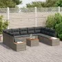 Sofá de Jardín de 10 Piezas con Cojines Gris de Rattan Sintético by , Outdoor sofas - Ref: Foro24-3348170, Price: 632,15 €, D...