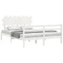 White solid wood bed frame with headboard 140x190 cm by vidaXL, Beds and slatted bases - Ref: Foro24-3195267, Price: 130,52 €...
