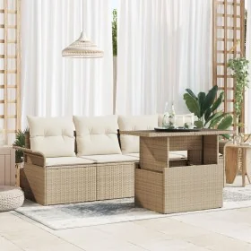 Conjunto de Sofás de Jardín de 5 Piezas con Cojines Beige de Poliratán by , Outdoor sofas - Ref: Foro24-3348187, Price: 384,8...