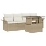 Conjunto de Sofás de Jardín de 5 Piezas con Cojines Beige de Poliratán by , Outdoor sofas - Ref: Foro24-3348187, Price: 384,8...