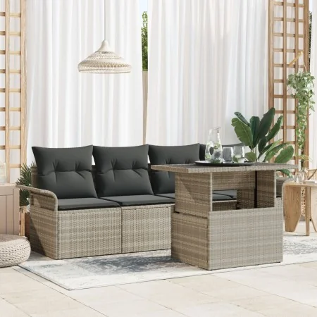 Conjunto de Sofá de Jardín de 5 Piezas con Cojines Gris Claro Ratan Polimérico | Foro24.es | Tu tienda online para hogar, jardín y más Foro24.es
