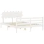 White solid wood bed frame with headboard 140x190 cm by vidaXL, Beds and slatted bases - Ref: Foro24-3195267, Price: 130,52 €...