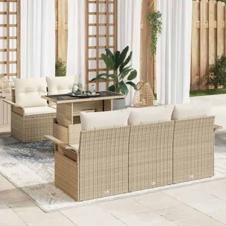 Juego de Sofá de Jardín de 6 Piezas con Cojines Beige Polirratán by , Outdoor sofas - Ref: Foro24-3348197, Price: 506,52 €, D...