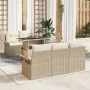 Juego de Sofá de Jardín de 6 Piezas con Cojines Beige Polirratán by , Outdoor sofas - Ref: Foro24-3348197, Price: 506,52 €, D...