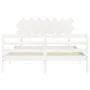 White solid wood bed frame with headboard 140x190 cm by vidaXL, Beds and slatted bases - Ref: Foro24-3195267, Price: 130,52 €...