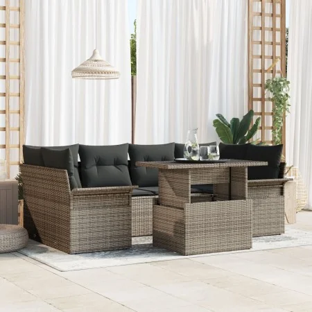 Juego de Sofá de Jardín de 7 Piezas con Cojines de Ratán Gris Polimérico by , Outdoor sofas - Ref: Foro24-3348215, Price: 490...