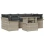 Conjunto de Sofás de Jardín de 7 Piezas con Cojines Gris Claro de Ratán Polietileno | Foro24.es | Tu tienda online para hogar, jardín y más Foro24.es