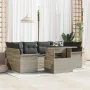 Conjunto de Sofás de Jardín de 7 Piezas con Cojines Gris Claro de Ratán Polietileno | Foro24.es | Tu tienda online para hogar, jardín y más Foro24.es