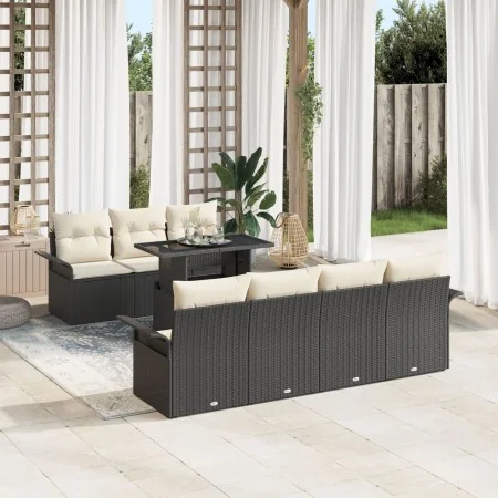 Conjunto de Sofá de Jardín de 8 Piezas con Cojines Negro Poliratán | Foro24.es | Tu tienda online para hogar, jardín y más Foro24.es