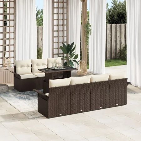 Conjunto de Sofá de Jardín de 8 Piezas con Cojines Marrón de Poli Ratán | Foro24.es | Tu tienda online para hogar, jardín y más Foro24.es