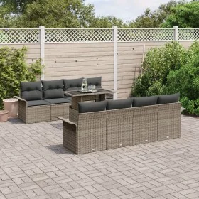 Conjunto de Sofá de Jardín de 9 Piezas con Cojines Gris Ratan Poli by , Outdoor sofas - Ref: Foro24-3348245, Price: 633,17 €,...