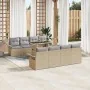 Juego de Sofá de Jardín de 9 Piezas con Cojines Beige Rattan Poliéster | Foro24.es | Tu tienda online para hogar, jardín y más Foro24.es