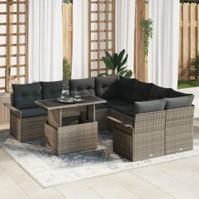 Juego de Sofá de Jardín de 9 Piezas con Cojines Gris Ratán Poli by , Outdoor sofas - Ref: Foro24-3348255, Price: 601,06 €, Di...