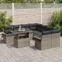 Juego de Sofá de Jardín de 9 Piezas con Cojines Gris Ratán Poli by , Outdoor sofas - Ref: Foro24-3348255, Price: 601,06 €, Di...