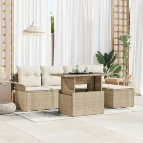 Conjunto de Sofás de Jardín de 6 Piezas con Cojines Beige Ratán Poli by , Outdoor sofas - Ref: Foro24-3348267, Price: 432,20 ...