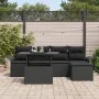 Conjunto de Sofás de Jardín de 6 Piezas con Cojines Negros Poliratán | Foro24.es | Tu tienda online para hogar, jardín y más Foro24.es