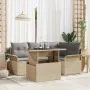 Conjunto de Sofá de Jardín de 5 Piezas con Cojines Beige de Ratán Poliéster | Foro24.es | Tu tienda online para hogar, jardín y más Foro24.es