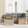 Conjunto de Sofá de Jardín de 5 Piezas con Cojines Beige de Ratán Poliéster | Foro24.es | Tu tienda online para hogar, jardín y más Foro24.es