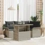 Juego de Sofás de Jardín de 5 Piezas con Cojines Rattan Poliéster Gris Claro | Foro24.es | Tu tienda online para hogar, jardín y más Foro24.es