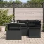 Conjunto de Sofás de Jardín de 5 Piezas con Cojines Negro de Ratán Poly | Foro24.es | Tu tienda online para hogar, jardín y más Foro24.es