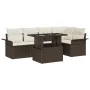 Set de Sofás de Jardín Set de 6 Marrón y Crema Poliratán, Poliéster | Foro24.es | Tu tienda online para hogar, jardín y más Foro24.es