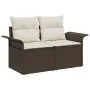 Set de Sofás de Jardín Set de 6 Marrón y Crema Poliratán, Poliéster | Foro24.es | Tu tienda online para hogar, jardín y más Foro24.es