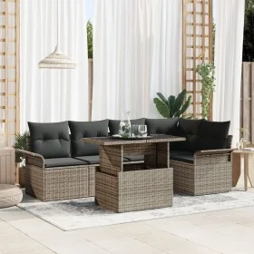 Conjunto de Sofás de Jardín de 6 Piezas con Cojines Gris Poliratán by , Outdoor sofas - Ref: Foro24-3348285, Price: 429,16 €,...