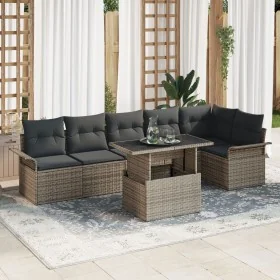 Conjunto de Sofá de Jardín de 7 Piezas con Cojines Gris de Ratán Sintético by , Outdoor sofas - Ref: Foro24-3348295, Price: 4...
